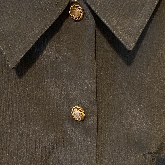 Iridescent Black Button Down With Pretty Gold buttons - Picture 4 of 5